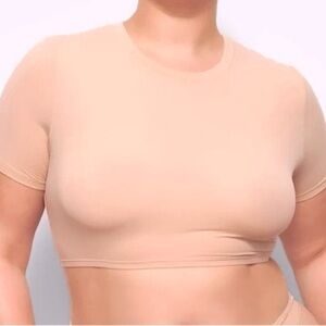 😍 NWT New SKIMS Fits Everybody Band Neutral Short Sleeve Crop Top 2X Beige